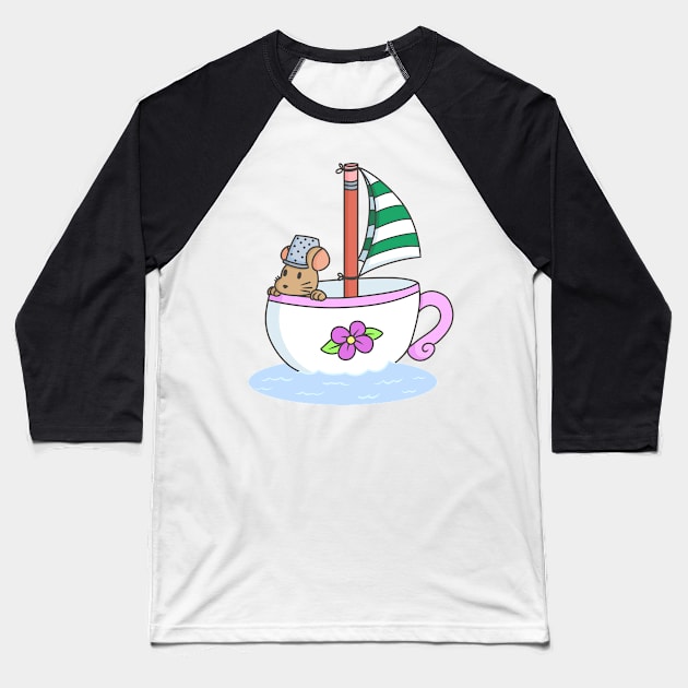 Mouse sailing Baseball T-Shirt by KammyBale